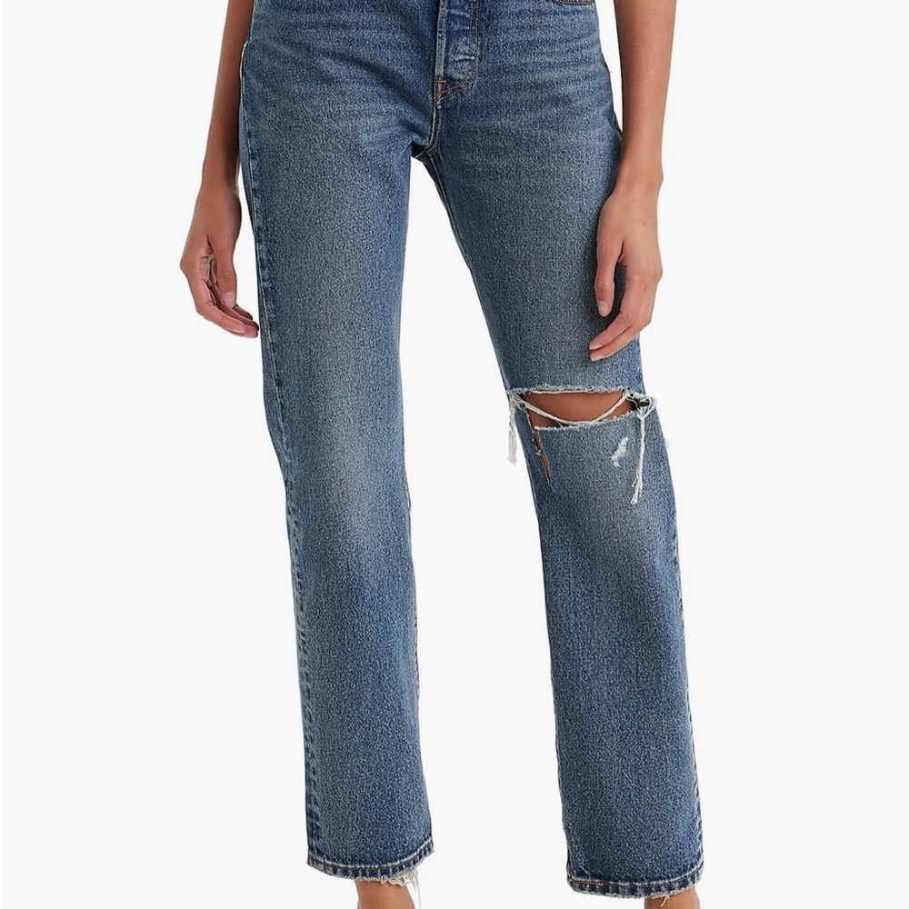 Levi’s 501 Premium Ripped High Waist Straight Leg Jeans
